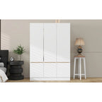 Armoire-penderie autoportante pour chambre à coucher avec tringle à vêtements, armoire en bois à 6 portes