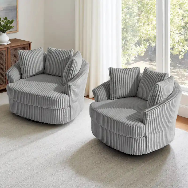 Fauteuil pivotant DREAMSIDEA 2 pièces avec accoudoirs encastrés et housse amovible