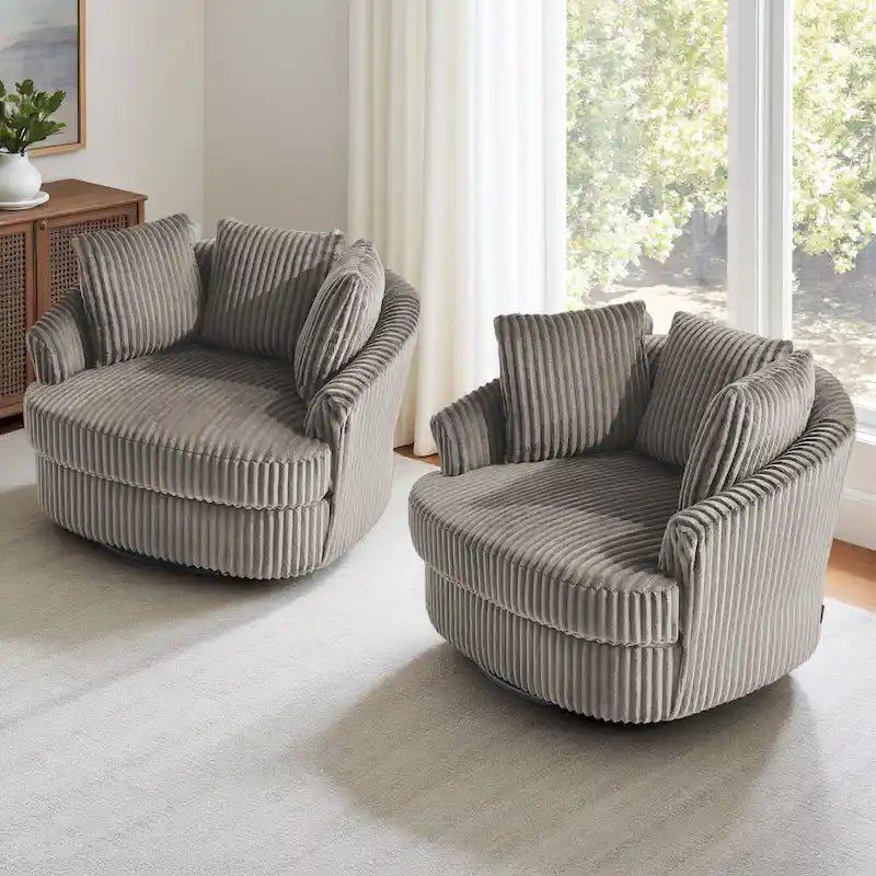 Fauteuil pivotant DREAMSIDEA 2 pièces avec accoudoirs encastrés et housse amovible