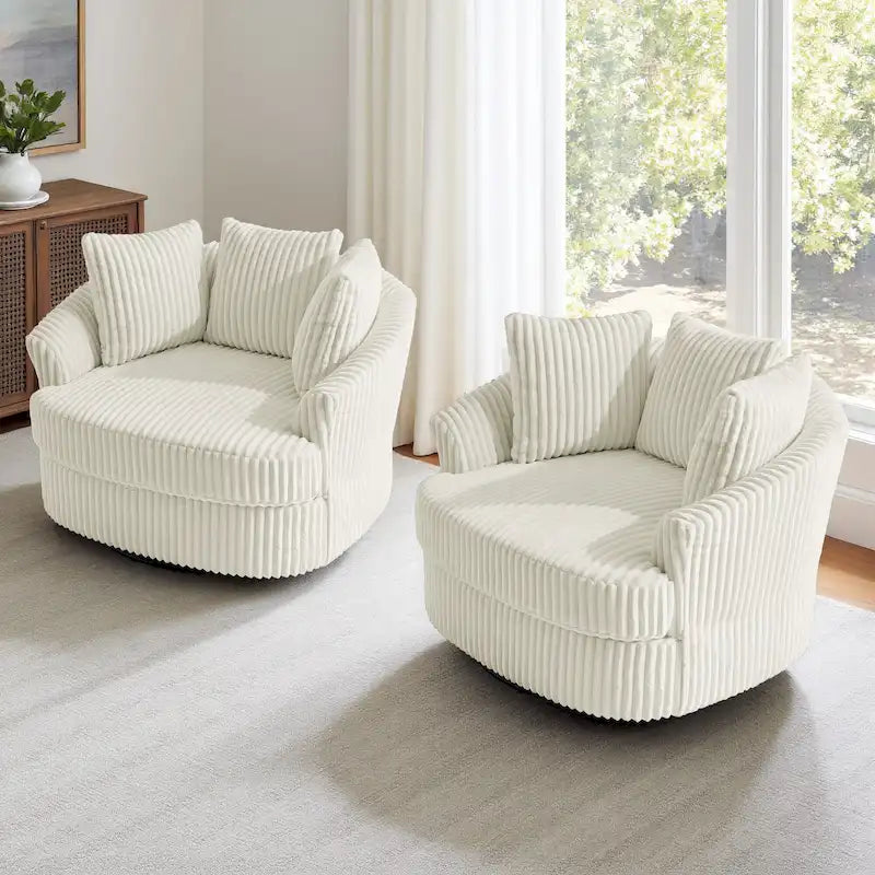 Fauteuil pivotant DREAMSIDEA 2 pièces avec accoudoirs encastrés et housse amovible