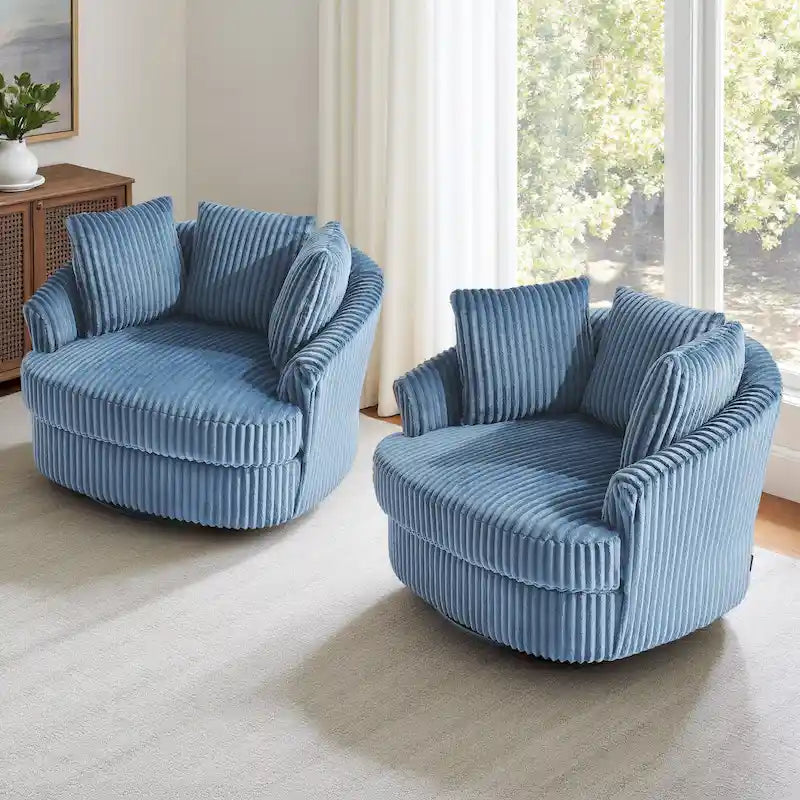 Fauteuil pivotant DREAMSIDEA 2 pièces avec accoudoirs encastrés et housse amovible