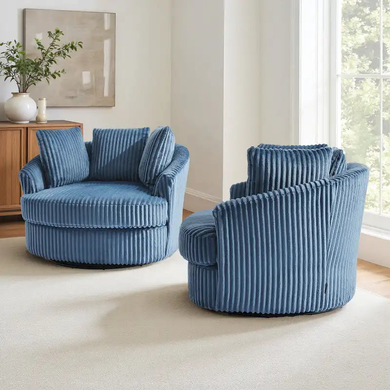 Fauteuil pivotant DREAMSIDEA 2 pièces avec accoudoirs encastrés et housse amovible