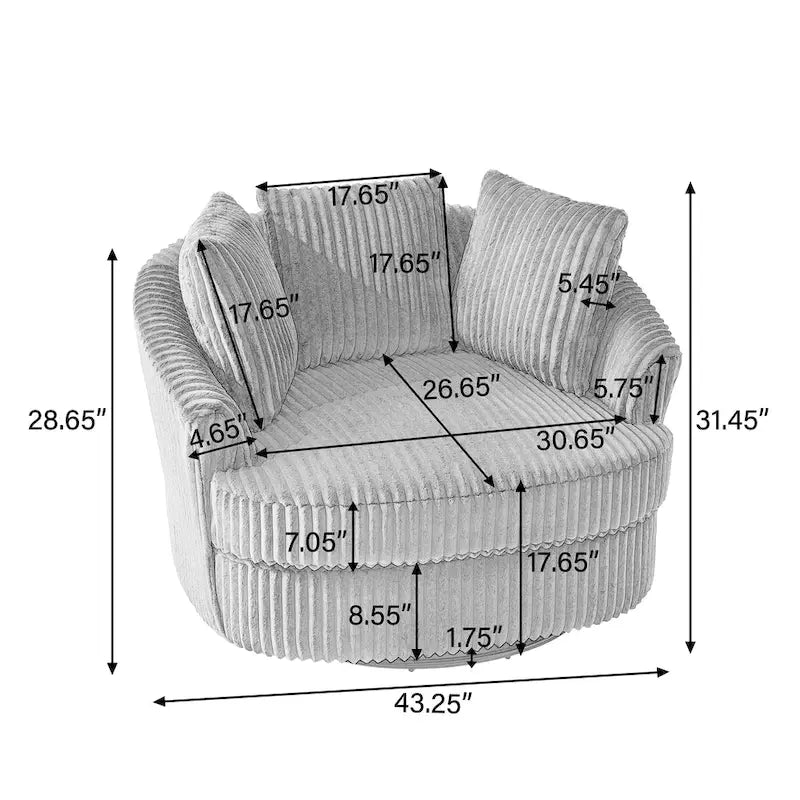 Fauteuil pivotant DREAMSIDEA 2 pièces avec accoudoirs encastrés et housse amovible