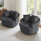 Fauteuil pivotant DREAMSIDEA 2 pièces avec accoudoirs encastrés et housse amovible