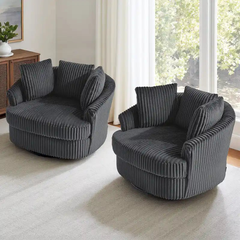 Fauteuil pivotant DREAMSIDEA 2 pièces avec accoudoirs encastrés et housse amovible