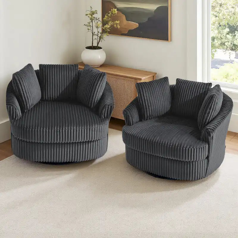 Fauteuil pivotant DREAMSIDEA 2 pièces avec accoudoirs encastrés et housse amovible