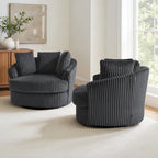 Fauteuil pivotant DREAMSIDEA 2 pièces avec accoudoirs encastrés et housse amovible