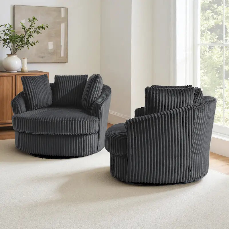 Fauteuil pivotant DREAMSIDEA 2 pièces avec accoudoirs encastrés et housse amovible