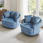 Fauteuil pivotant DREAMSIDEA 2 pièces avec accoudoirs encastrés et housse amovible