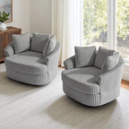 Fauteuil pivotant DREAMSIDEA 2 pièces avec accoudoirs encastrés et housse amovible