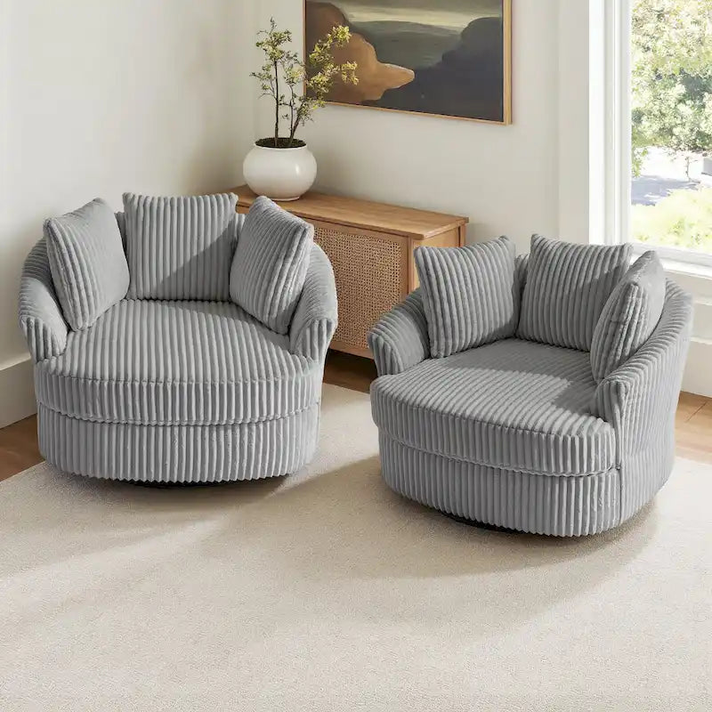 Fauteuil pivotant DREAMSIDEA 2 pièces avec accoudoirs encastrés et housse amovible