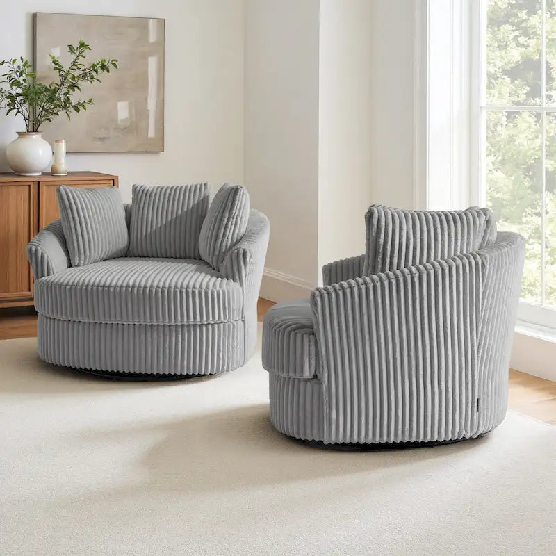 Fauteuil pivotant DREAMSIDEA 2 pièces avec accoudoirs encastrés et housse amovible