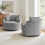 Fauteuil pivotant DREAMSIDEA 2 pièces avec accoudoirs encastrés et housse amovible