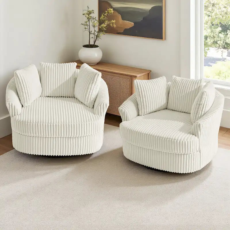 Fauteuil pivotant DREAMSIDEA 2 pièces avec accoudoirs encastrés et housse amovible