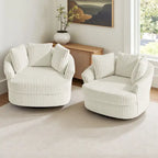 Fauteuil pivotant DREAMSIDEA 2 pièces avec accoudoirs encastrés et housse amovible