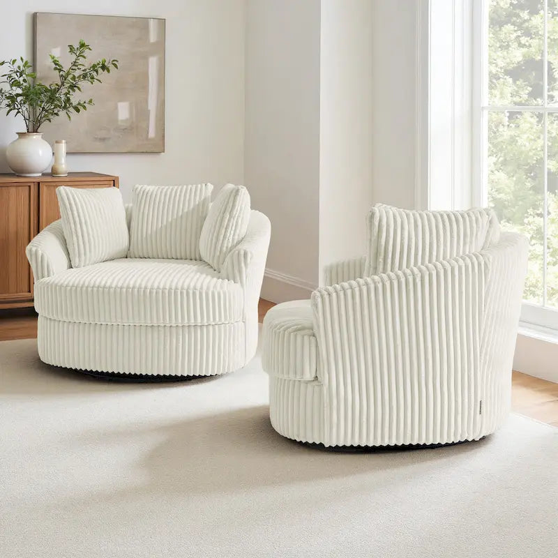 Fauteuil pivotant DREAMSIDEA 2 pièces avec accoudoirs encastrés et housse amovible