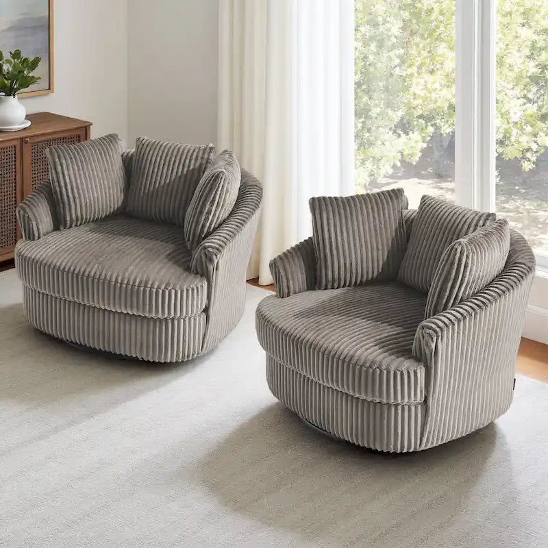Fauteuil pivotant DREAMSIDEA 2 pièces avec accoudoirs encastrés et housse amovible