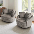 Fauteuil pivotant DREAMSIDEA 2 pièces avec accoudoirs encastrés et housse amovible