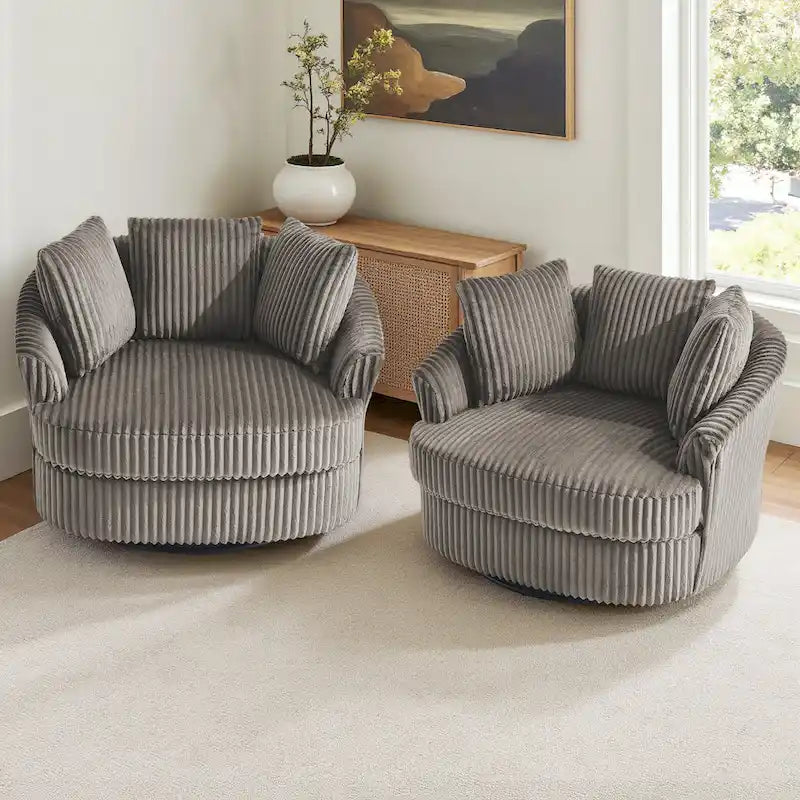 Fauteuil pivotant DREAMSIDEA 2 pièces avec accoudoirs encastrés et housse amovible
