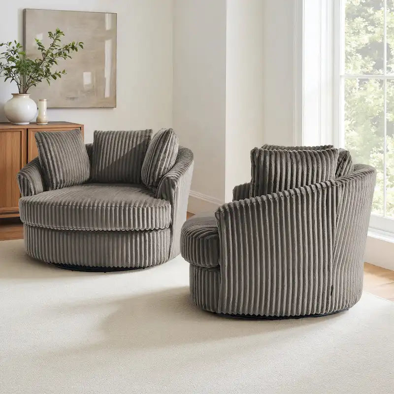 Fauteuil pivotant DREAMSIDEA 2 pièces avec accoudoirs encastrés et housse amovible