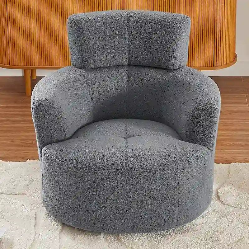 Fauteuil pivotant à 360°, fauteuil d'appoint rembourré de style tonneau