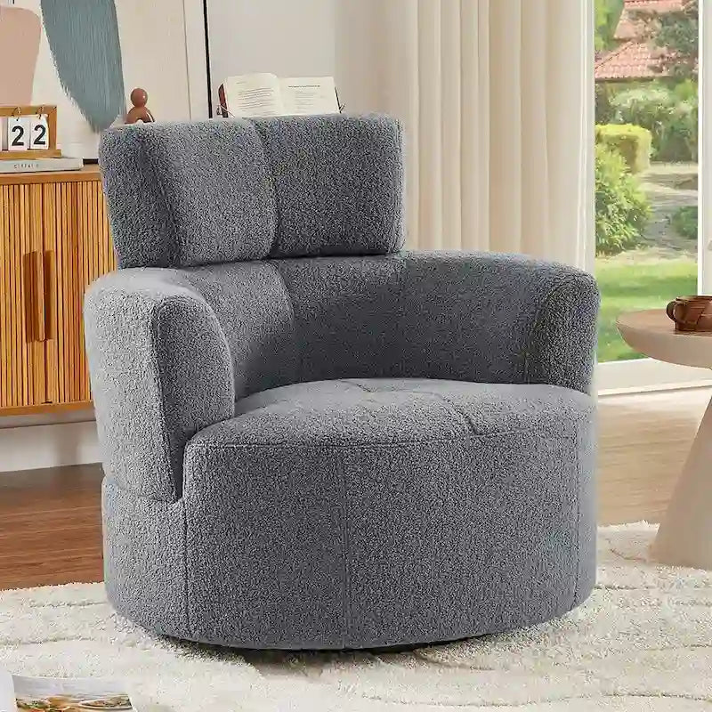 Fauteuil pivotant à 360°, fauteuil d'appoint rembourré de style tonneau