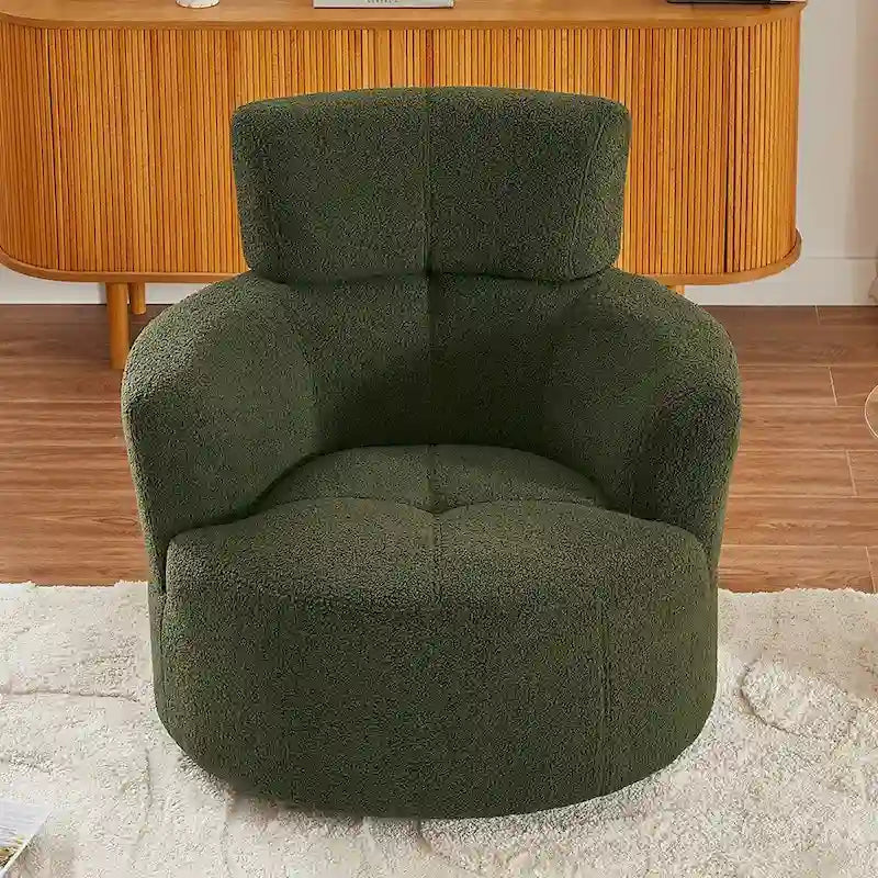 Fauteuil pivotant à 360°, fauteuil d'appoint rembourré de style tonneau