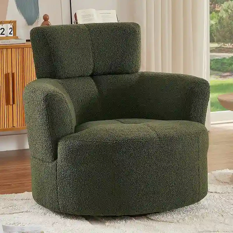 Fauteuil pivotant à 360°, fauteuil d'appoint rembourré de style tonneau