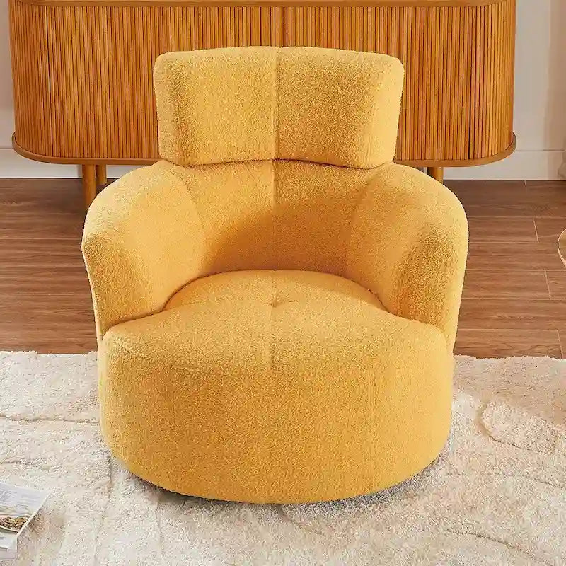 Fauteuil pivotant à 360°, fauteuil d'appoint rembourré de style tonneau