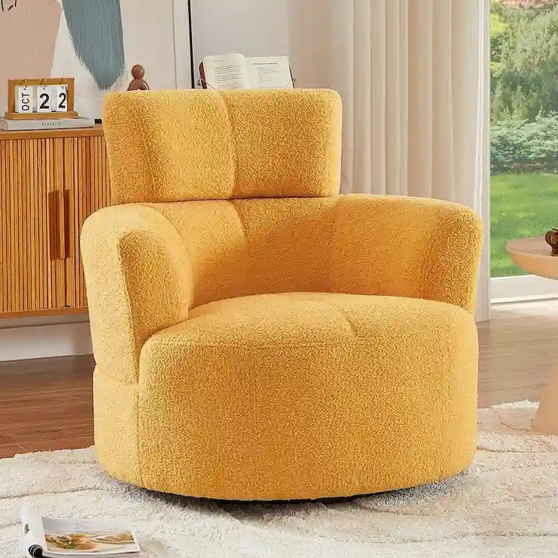 Fauteuil pivotant à 360°, fauteuil d'appoint rembourré de style tonneau