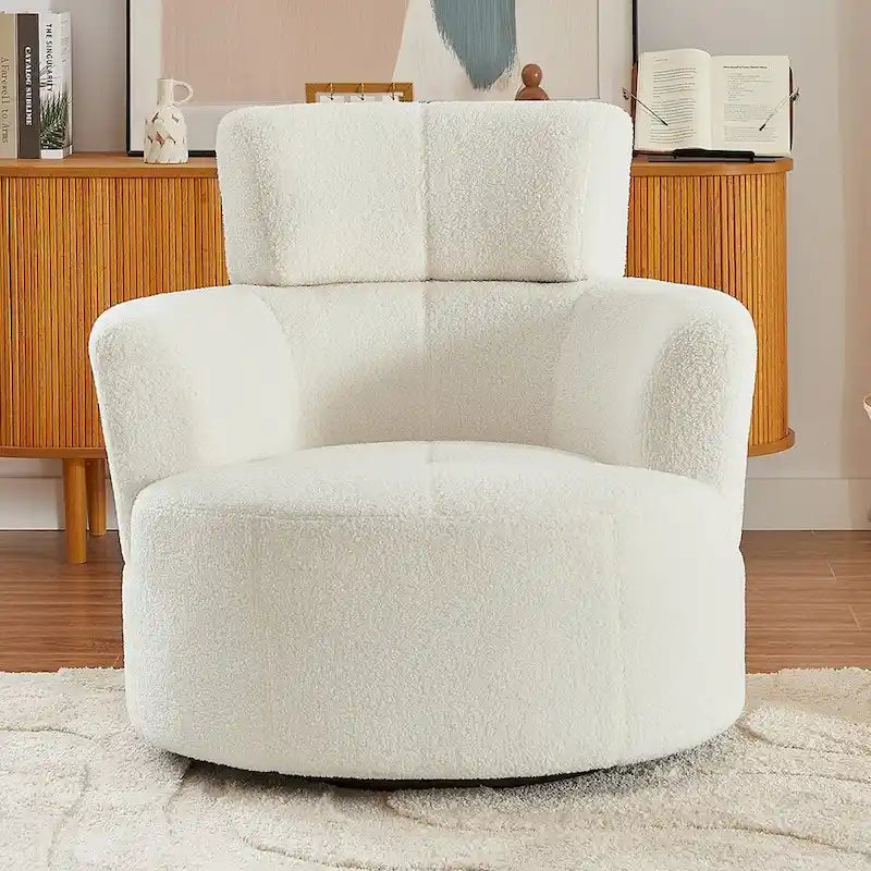 Fauteuil pivotant à 360°, fauteuil d'appoint rembourré de style tonneau