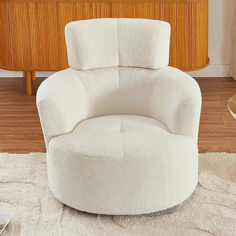 Fauteuil pivotant à 360°, fauteuil d'appoint rembourré de style tonneau