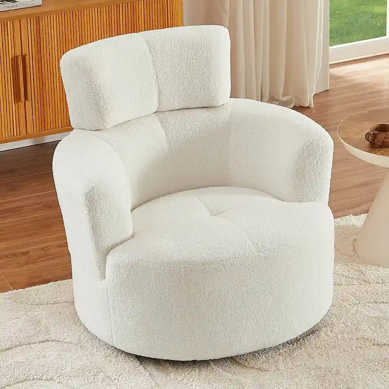 Fauteuil pivotant à 360°, fauteuil d'appoint rembourré de style tonneau