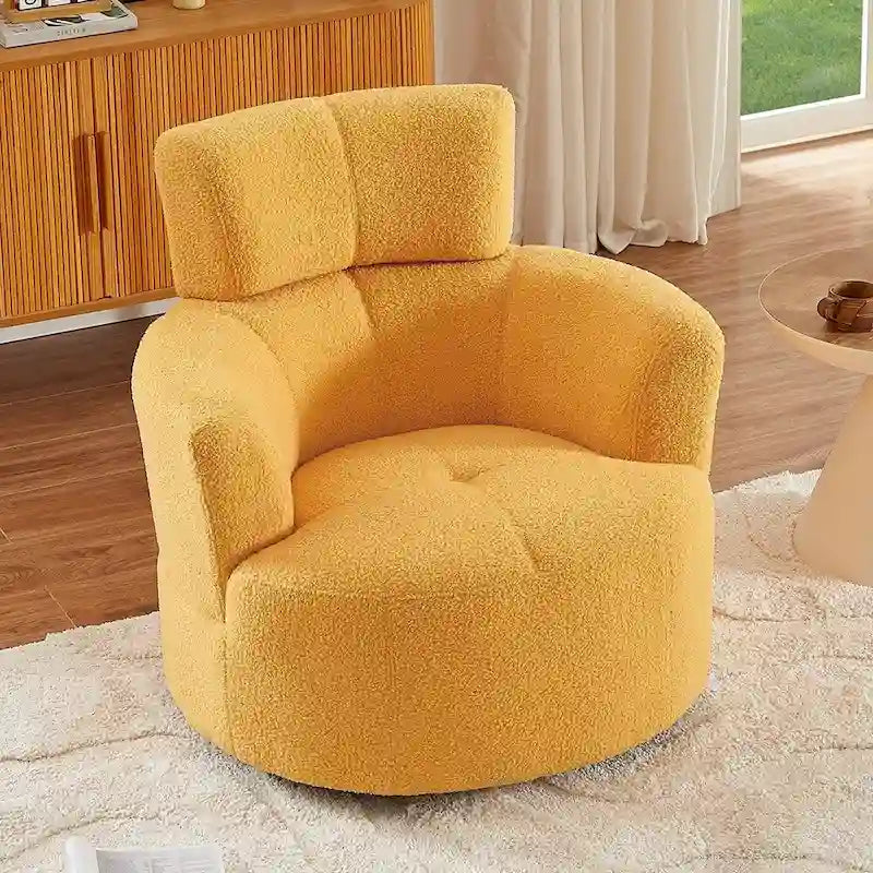 Fauteuil pivotant à 360°, fauteuil d'appoint rembourré de style tonneau