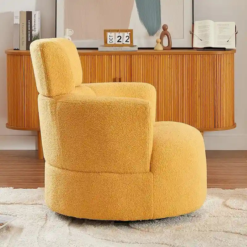 Fauteuil pivotant à 360°, fauteuil d'appoint rembourré de style tonneau