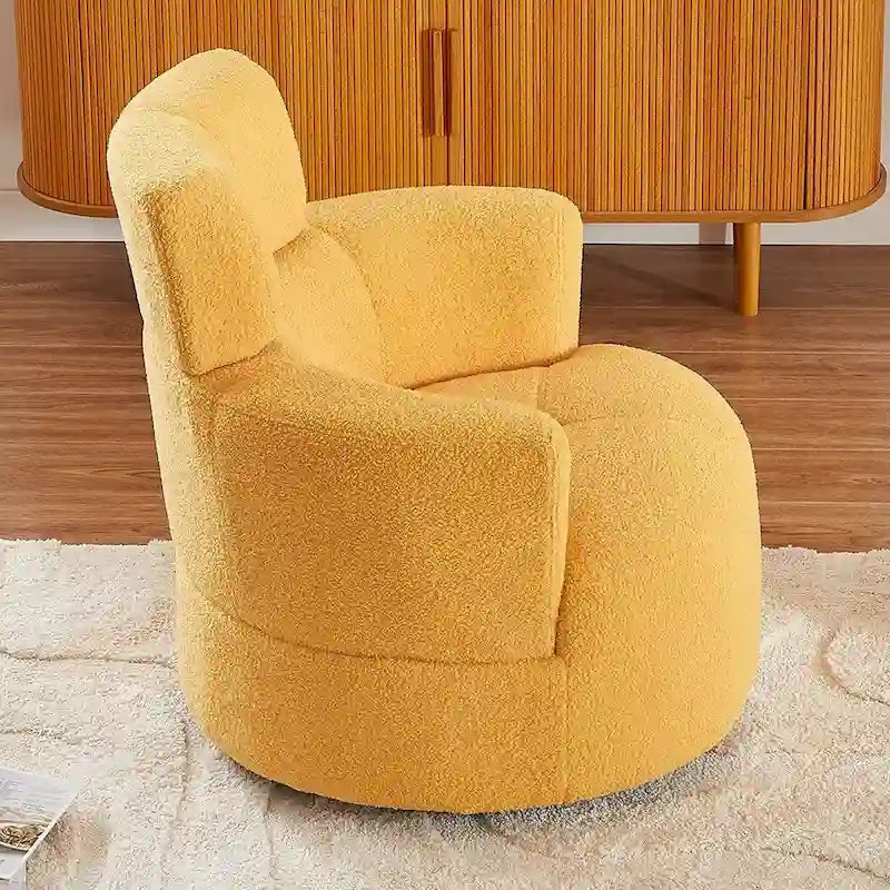 Fauteuil pivotant à 360°, fauteuil d'appoint rembourré de style tonneau