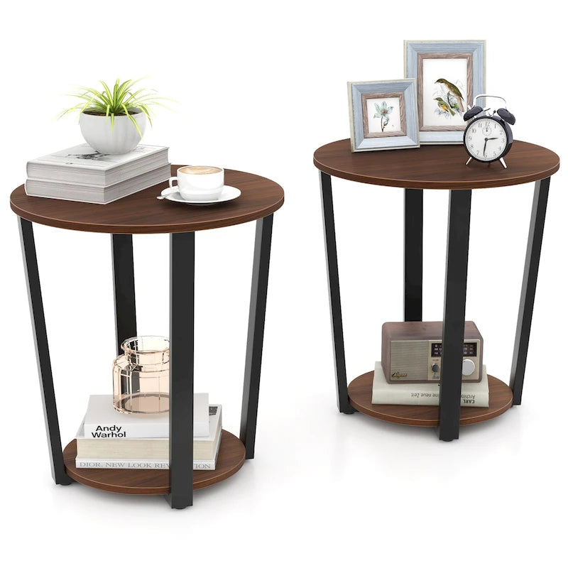Ensemble de 2 tables d'appoint industrielles Gymax pour canapé et chevet