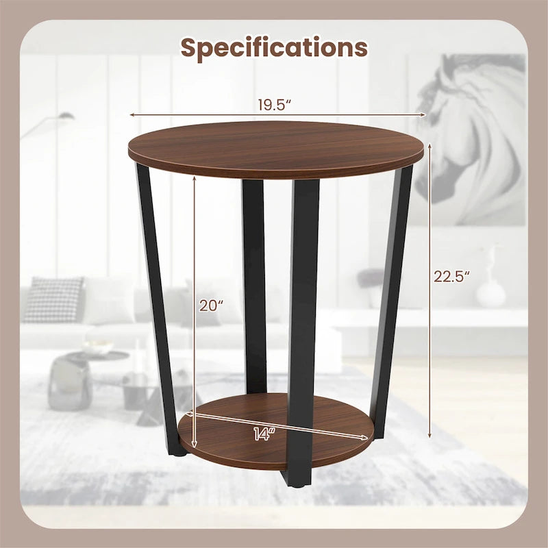Ensemble de 2 tables d'appoint industrielles Gymax pour canapé et chevet