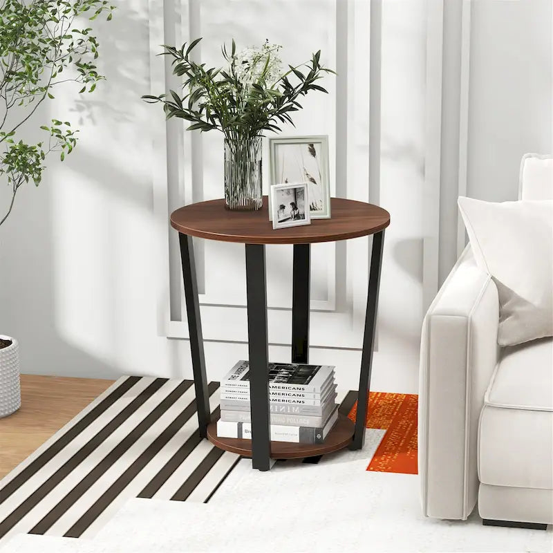 Ensemble de 2 tables d'appoint industrielles Gymax pour canapé et chevet