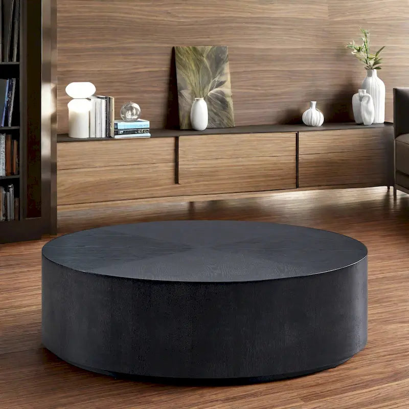 Table basse ronde moderne sur pied en MDF de 35,43 cm - Aucun assemblage requis