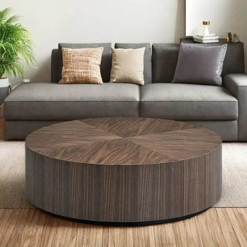 Table basse ronde moderne sur pied en MDF de 35,43 cm - Aucun assemblage requis