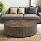 Table basse ronde moderne sur pied en MDF de 35,43 cm - Aucun assemblage requis