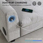 Canapé d'angle intelligent Chenille 96 avec haut-parleur Bluetooth, tablette rabattable et chargeur USB et canapé 3 places Cloud
