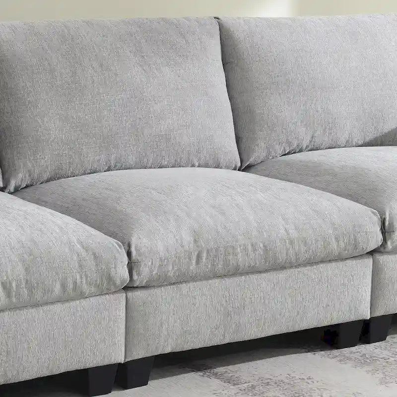 Canapé d'angle intelligent Chenille 96 avec haut-parleur Bluetooth, tablette rabattable et chargeur USB et canapé 3 places Cloud