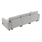 Canapé d'angle intelligent Chenille 96 avec haut-parleur Bluetooth, tablette rabattable et chargeur USB et canapé 3 places Cloud