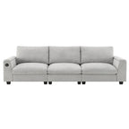 Canapé d'angle intelligent Chenille 96 avec haut-parleur Bluetooth, tablette rabattable et chargeur USB et canapé 3 places Cloud