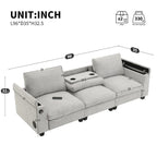 Canapé d'angle intelligent Chenille 96 avec haut-parleur Bluetooth, tablette rabattable et chargeur USB et canapé 3 places Cloud