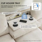 Canapé d'angle intelligent Chenille 96 avec haut-parleur Bluetooth, tablette rabattable et chargeur USB et canapé 3 places Cloud