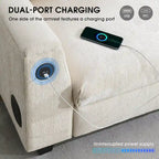 Canapé d'angle intelligent Chenille 96 avec haut-parleur Bluetooth, tablette rabattable et chargeur USB et canapé 3 places Cloud