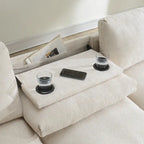 Canapé d'angle intelligent Chenille 96 avec haut-parleur Bluetooth, tablette rabattable et chargeur USB et canapé 3 places Cloud